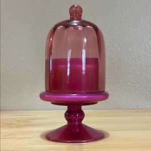 Anthropologie glass pink cloche top pedestal candle cashmere cake scented